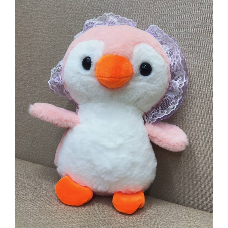 全新✨蕾絲髮圈企鵝娃娃 可愛毛絨玩具 粉色療癒小物