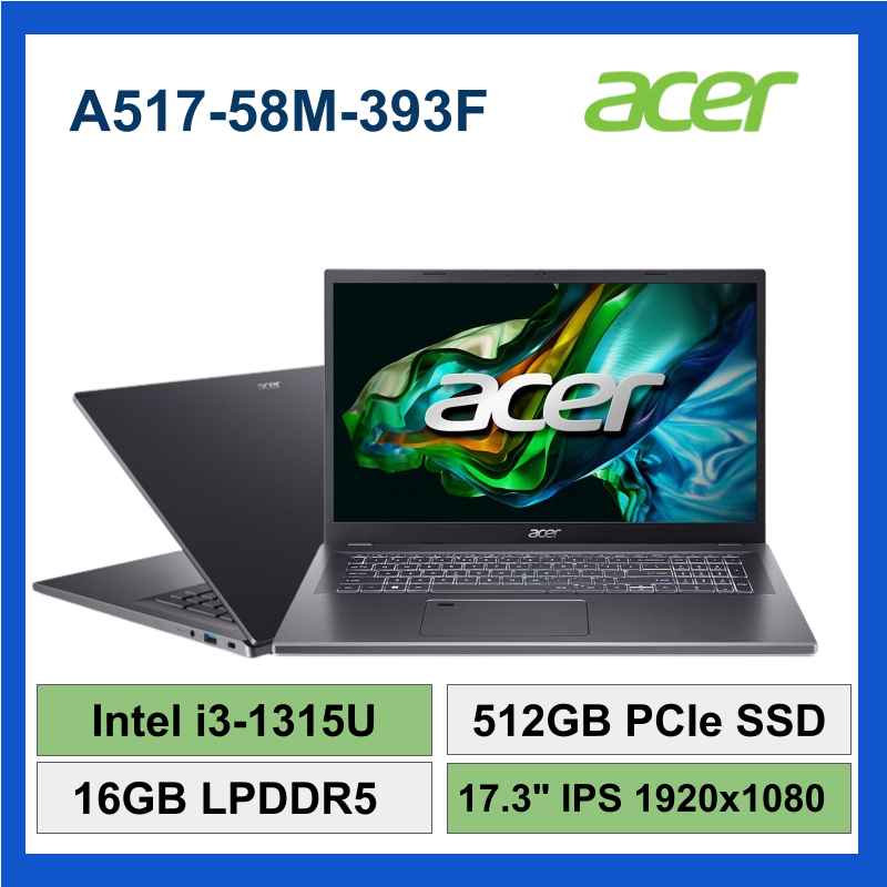 Acer 宏碁 A517-58M-393F i3-1315U 16GB 512G WIN11