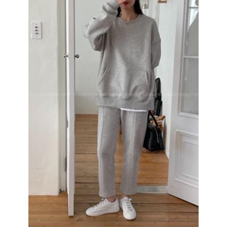 MANIFEST正韓 大口袋兩件式刷毛上衣SET 灰色休閒套裝 3色 新品