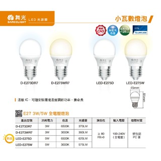 現貨供應 舞光 LED 3W&5W 迷你型小瓦數燈泡/可搭配體積較小燈具使用
