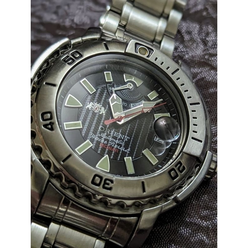 （全部原裝）盒單美品Orient東方m-force 罕見（鮪魚罐頭）潛水錶（動能儲存顯示）自動上鍊機械錶