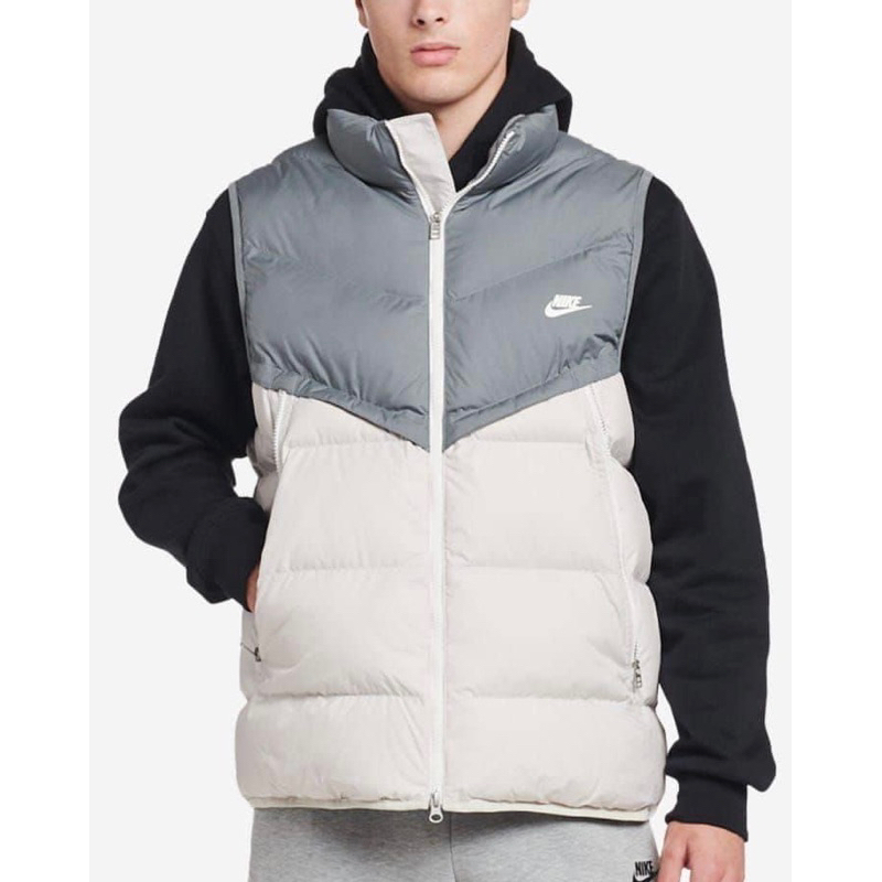 特價Nike Windrunner 男款 灰白 羽絨背心 無袖 保暖 拉鍊口袋 鴨絨DV1136-084