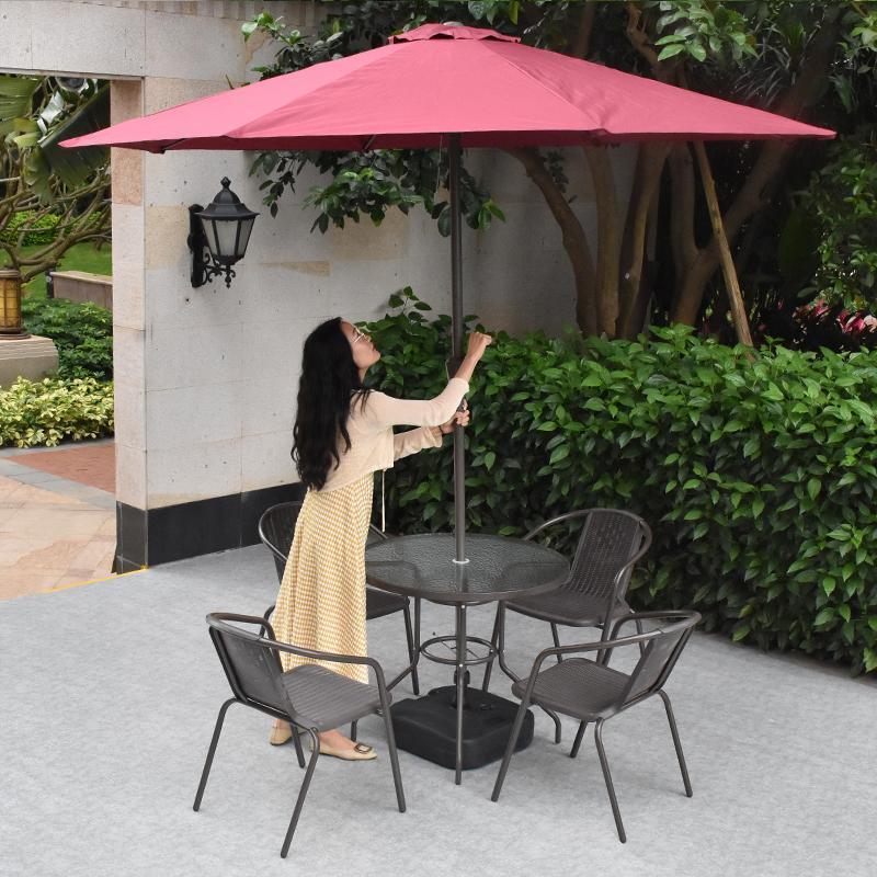 院子花園戶外桌椅庭院帶傘茶幾組合室外休閑露天陽台仿藤防水防曬