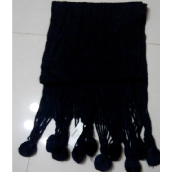 全新 HANG TEN 黑色  編織 圍巾 37x150cm  長圍巾 保暖圍巾 特價出清