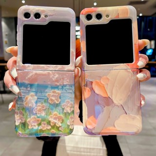 藍光油畫花多 IMD防摔殼 SAMSUNG Galaxy Z Flip 3 4 5 手機殼三星zFlip6折疊機保護殼