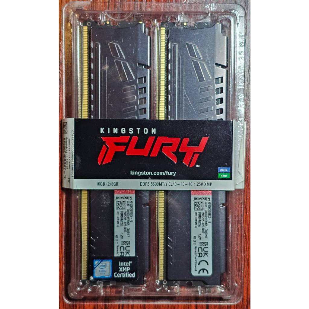 金士頓 16G (8Gx2) DDR5-5600 FURY桌上型 記憶體 KF556C40BBK2-16