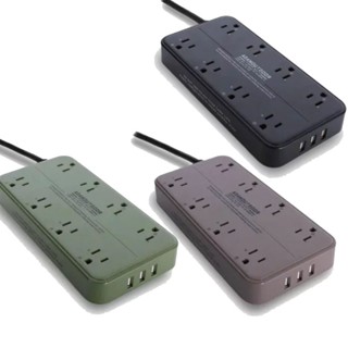 【ADAM 臺灣】延長線組3P8座3U1.8M 沙漠 軍綠 黑 延長線 USB插座 ADPW-PS3813U