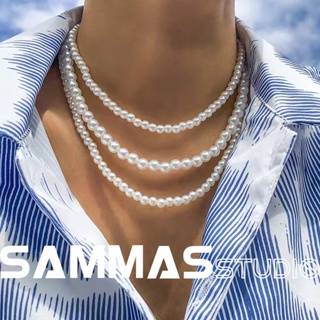 現貨·三入一組項鏈 珍珠 項鍊 鎖骨鏈 hip hop 珍珠 ASAP 男 女 情侶 嘻哈 質感 SAMMAS