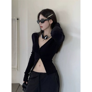 MAX BLACK 雙邊拉鍊❤️‍🔥小眾v領針織 Z18