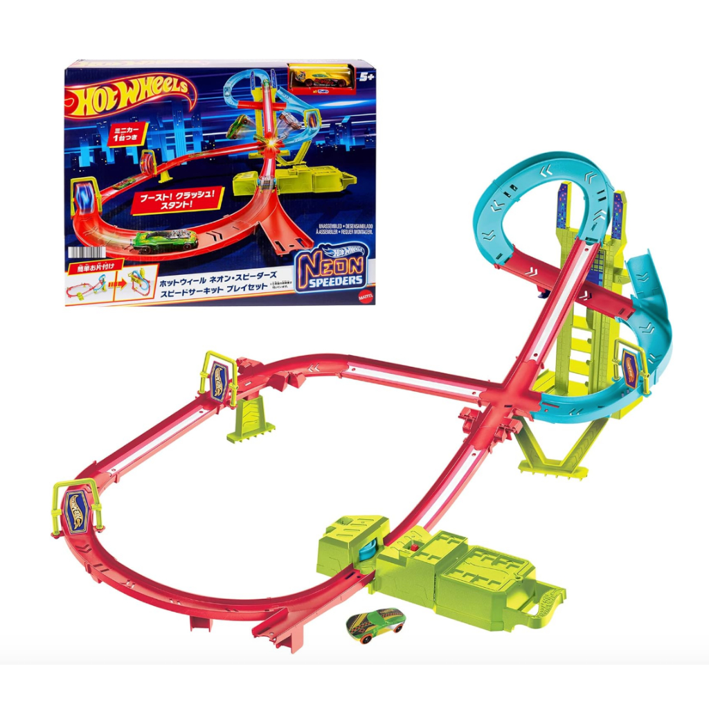 -胖達人-正版現貨有發票 Hotwheels 風火輪 賽車 賽道 小汽車 特技軌道 加速器 霓光 軌道 美泰