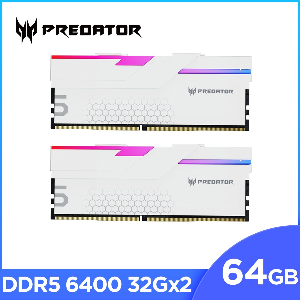 Acer Predator Hermes DRAM RGB DDR5-6400 64GB(32G*2)(CL32)記憶體