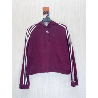 Adidas 愛迪達 酒紅三葉小Logo純棉短版帽T