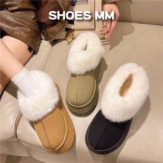 鞋妹妹💗炸毛保暖雪靴 毛毛半拖『臺灣現貨快速出貨』厚底毛毛雪靴款拖鞋 內刷毛羊羔毛半拖 毛毛拖鞋 羔毛拖鞋 590
