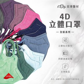 [附發票，台灣製] 宏瑋 4D(時尚版/運動版) C型立體成人口罩 10入裝/20入裝 90-3