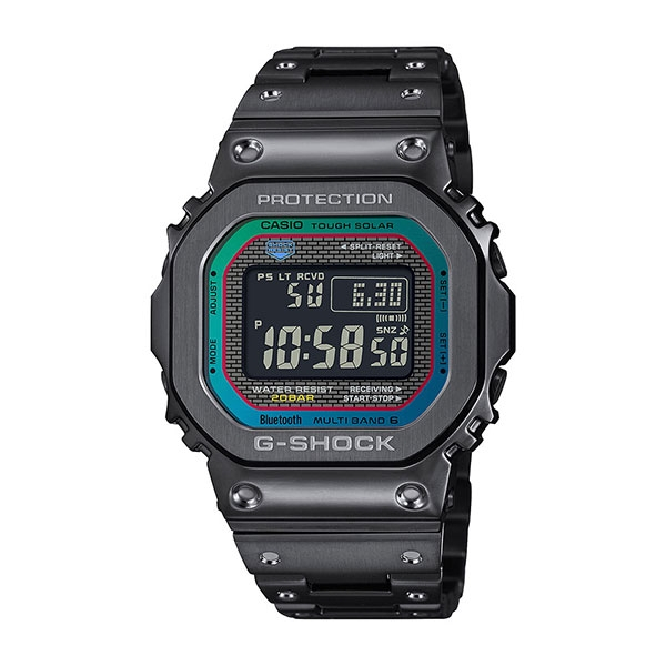 CASIO 卡西歐 G-SHOCK 40週年 經典方型 光譜色彩 藍芽太陽能電子錶 黑 GMW-B5000BPC-1