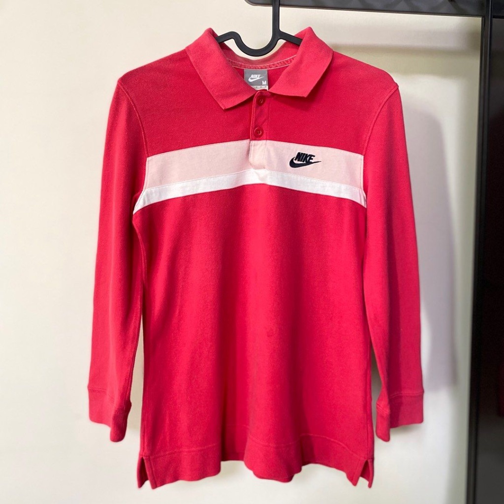 NIKE粉紅色長袖polo衫M號專櫃購入二手七成新