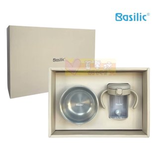 貝喜力克Basilic 練習杯吸盤碗禮盒 - Tritan握把練習杯/304不鏽鋼雙層隔熱吸盤碗/兒童餐具
