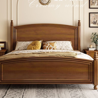 限時免運 實木床ins風 美式鄉村 復古現代 簡約1.8米雙人床 家居結婚床 1.5m次臥 主臥床 美式床 美式床