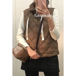 折扣 Max Mara the cube 摩卡棕色 菱格紋羽絨背心 IT38 附方形揹包