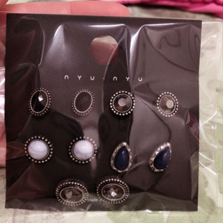 韓國品牌NYU NYU 半寶水晶耳環