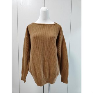 超厚日本專櫃品牌 100% cashmere 喀什米爾 駝色 圓領 寬鬆大尺寸 毛衣~H128