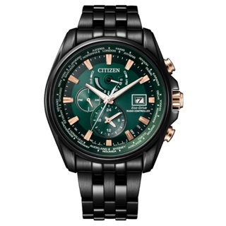 CITIZEN 星辰(AT9128-87X) GENTS廣告款 光動能 電波對時不鏽鋼腕錶-綠44mm
