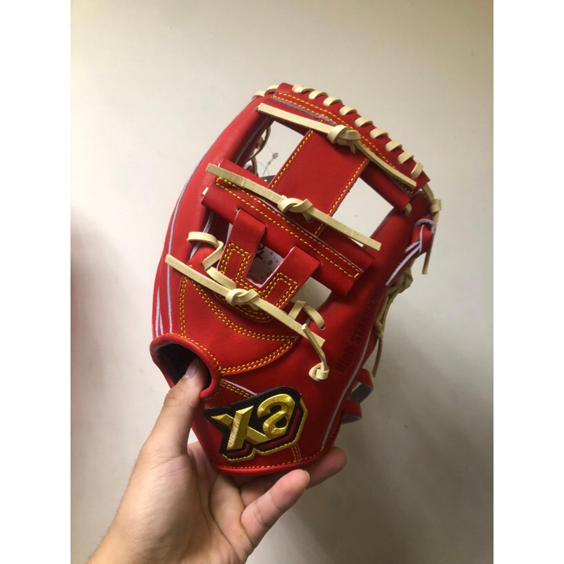 XA XANAX 硬式棒球 日本製 內野手套 11.75吋 紅色 手套線奶油色 類工字檔 斜標 TRUST 附手套箱、袋