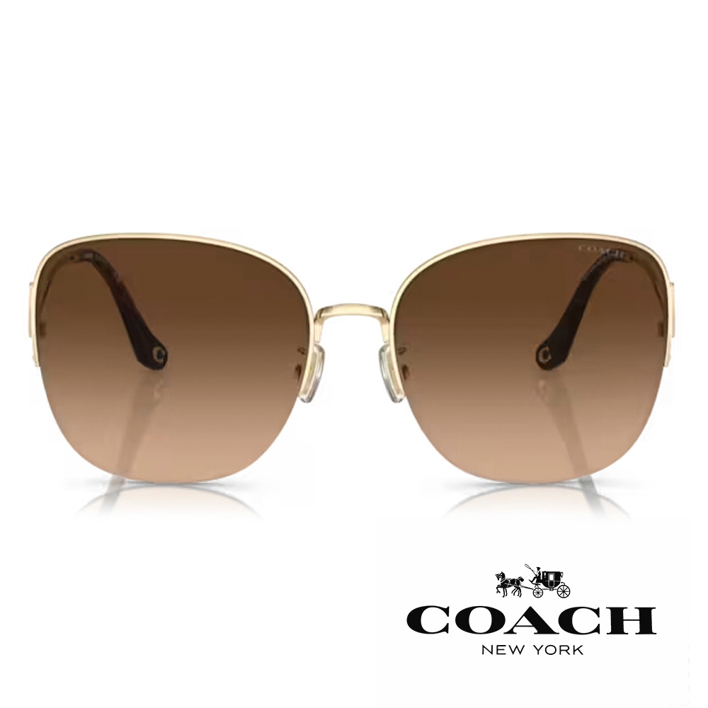 COACH 太陽眼鏡 HC7152 900574 金屬圓框 - 金橘眼鏡
