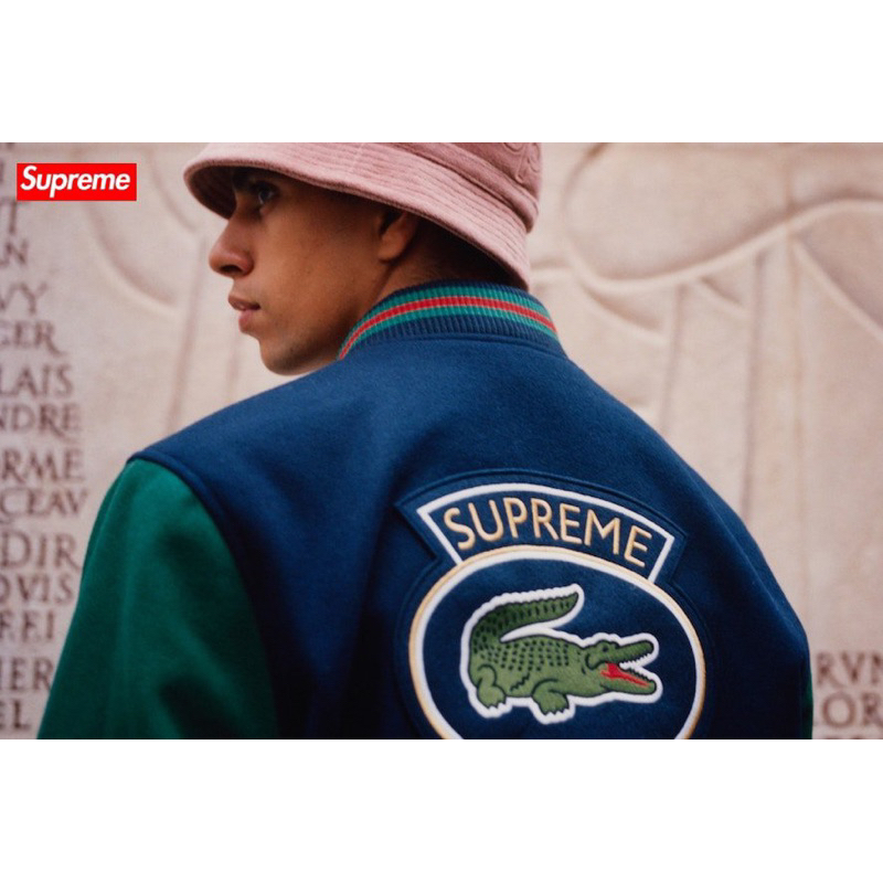 全新正品 2018 聯名 Supreme x Lacoste Wool Varsity Jacket棒球外套