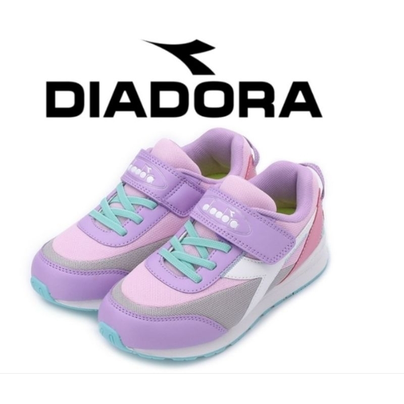 DIADORA 女童 寬楦 輕量透氣 吸震緩衝 後跟穩定包覆 復古慢跑鞋 紫灰DA 3098