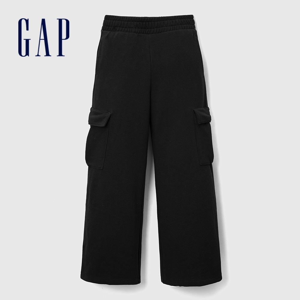 Gap 女童裝 工裝風鬆緊棉褲-灰黑色(739820)
