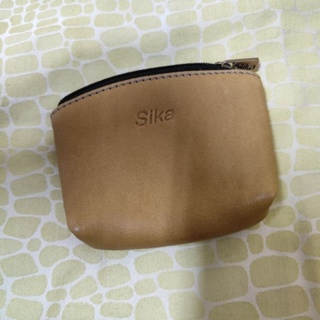 Sika知名專櫃手工皮包品牌零錢包(果綠色）
