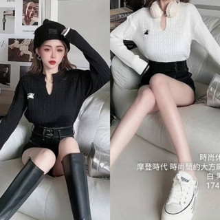 出清⚠️（現貨白）簡約大方麻花拼接圖騰刺繡上衣1743