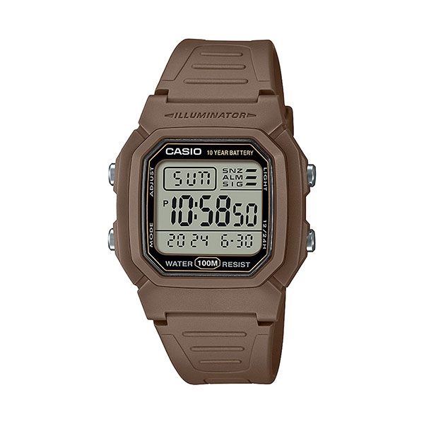 【CASIO】卡西歐 數位/指針 簡約數位 十年電力 深棕 W-800H-5A 台灣卡西歐保固一年