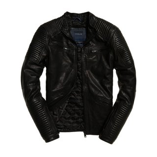 聯名限量款 極度乾燥 Superdry IE 賽車 皮夾克 IDRIS 真皮 皮衣 外套 機車 重機 騎士 黑色 合身版