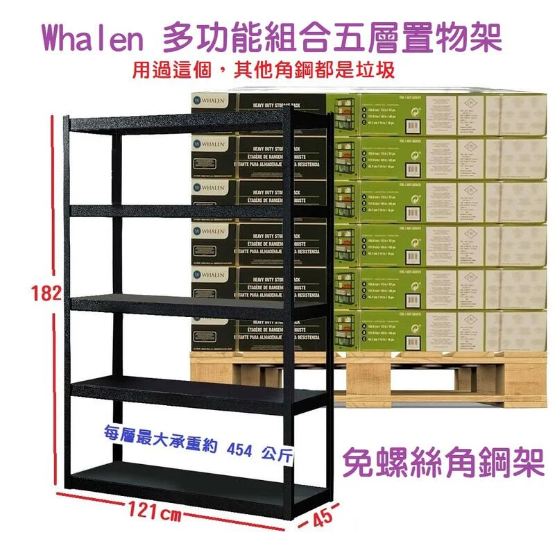 【全新現貨】好市多熱銷 Whalen 多功能組合五層置物架 免螺絲角鋼 工業風 貨架 收納架 自由組合