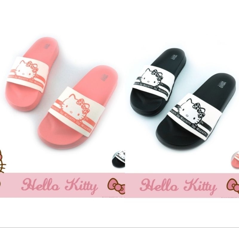 Hello Kitty 艾樂跑女鞋 輕量柔軟 防水防滑 女款拖鞋 黑色 粉橘色920164-1
