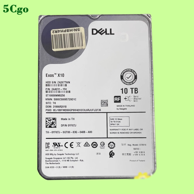 5Cgo.Dell/戴爾 ST10000NM0256 0YF87J 10TB SAS 7.2K 12G 3.5吋伺服器