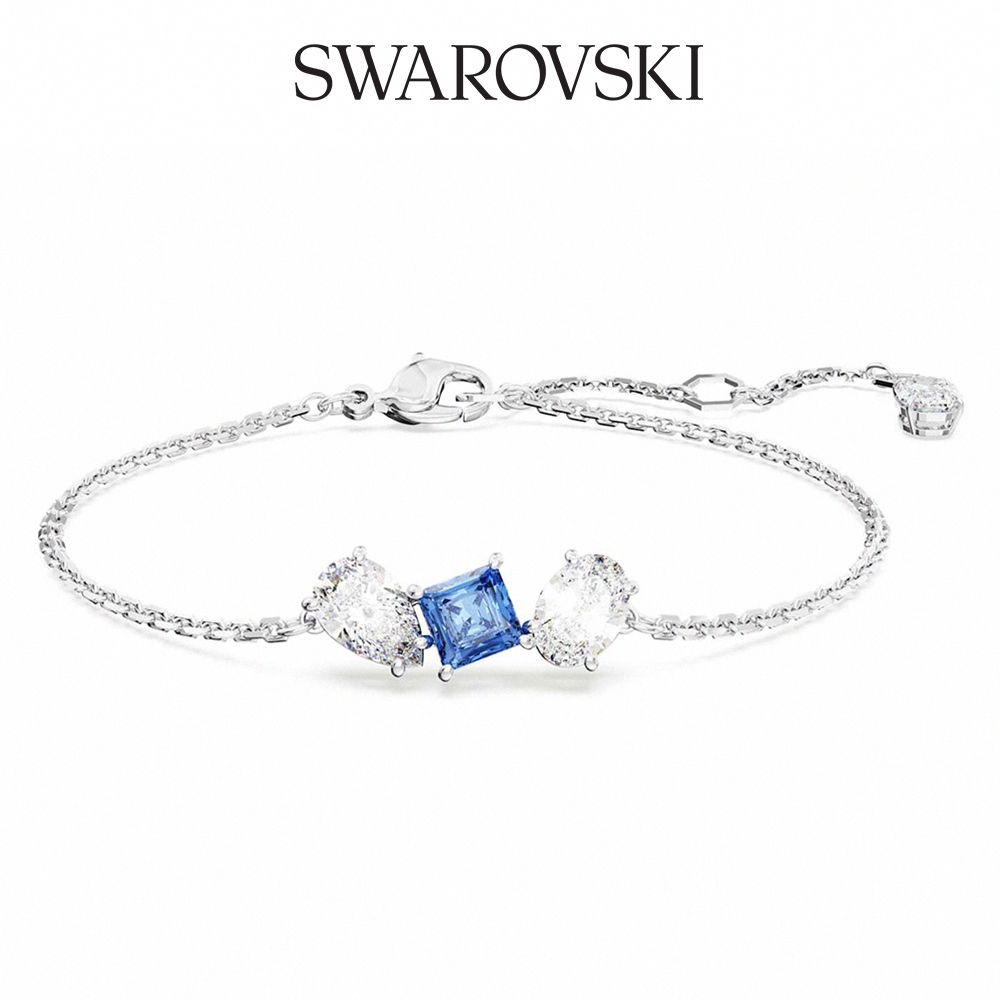 SWAROVSKI 施華洛世奇 Mesmera 手鏈 混合式切割 藍色 鍍白金色