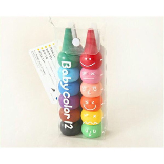 現貨 日本代購 日本製 AOZORA BABY COLOR 兒童安全無毒蠟筆 12色 疊疊樂蠟筆 積木蠟筆 無毒蠟筆
