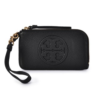 TORY BURCH Miller粒紋牛皮卡夾零錢手拿包(黑色)151273｜GoBrand購名牌