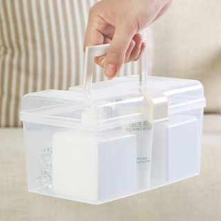 塑料收納箱桌面透明收納盒帶手提零食收納盒車載儲物箱玩具整理箱