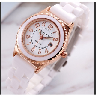 24H出貨🔥 精品手錶防水手錶日曆女用手錶 時尚夜光手錶女手錶腕錶女手錶 石英錶仿陶瓷手錶女生學生手錶 氣質女錶