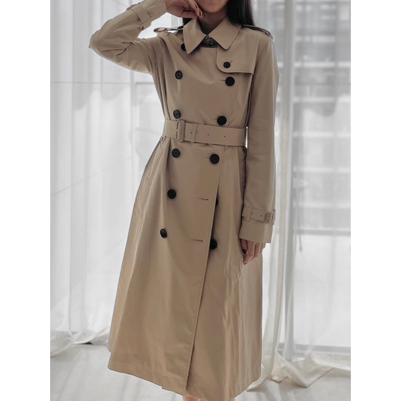 Burberry outlet款長版風衣 經典Honey色