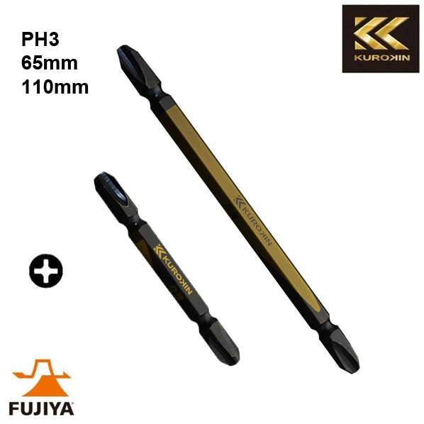 日本FUJIYA富士箭 黑金系列 PH3 2入 高強度雙頭起子頭 65 110mm 雙頭十字起子頭 電鑽起子頭