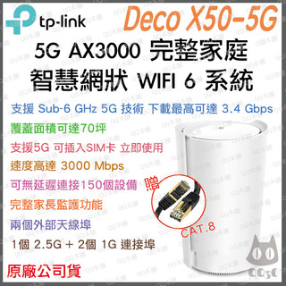 《 tp-link 免運 雙頻 可SIM卡 》Deco X50-5G AX3000 Mesh WiFi 6 網狀 路由器
