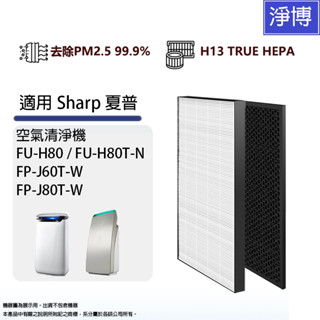 適用SHARP夏普FU-H80T-N FP-J80T-W FP-J60T-W空氣清淨機HEPA芯+活性碳替換用濾網濾芯