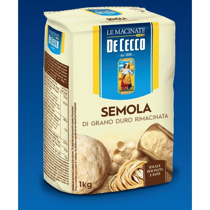 [樸樂烘焙材料]DE CECCO杜蘭小麥粉1公斤原裝 (義大利麵、餃專用) SEMOLA FLOUR