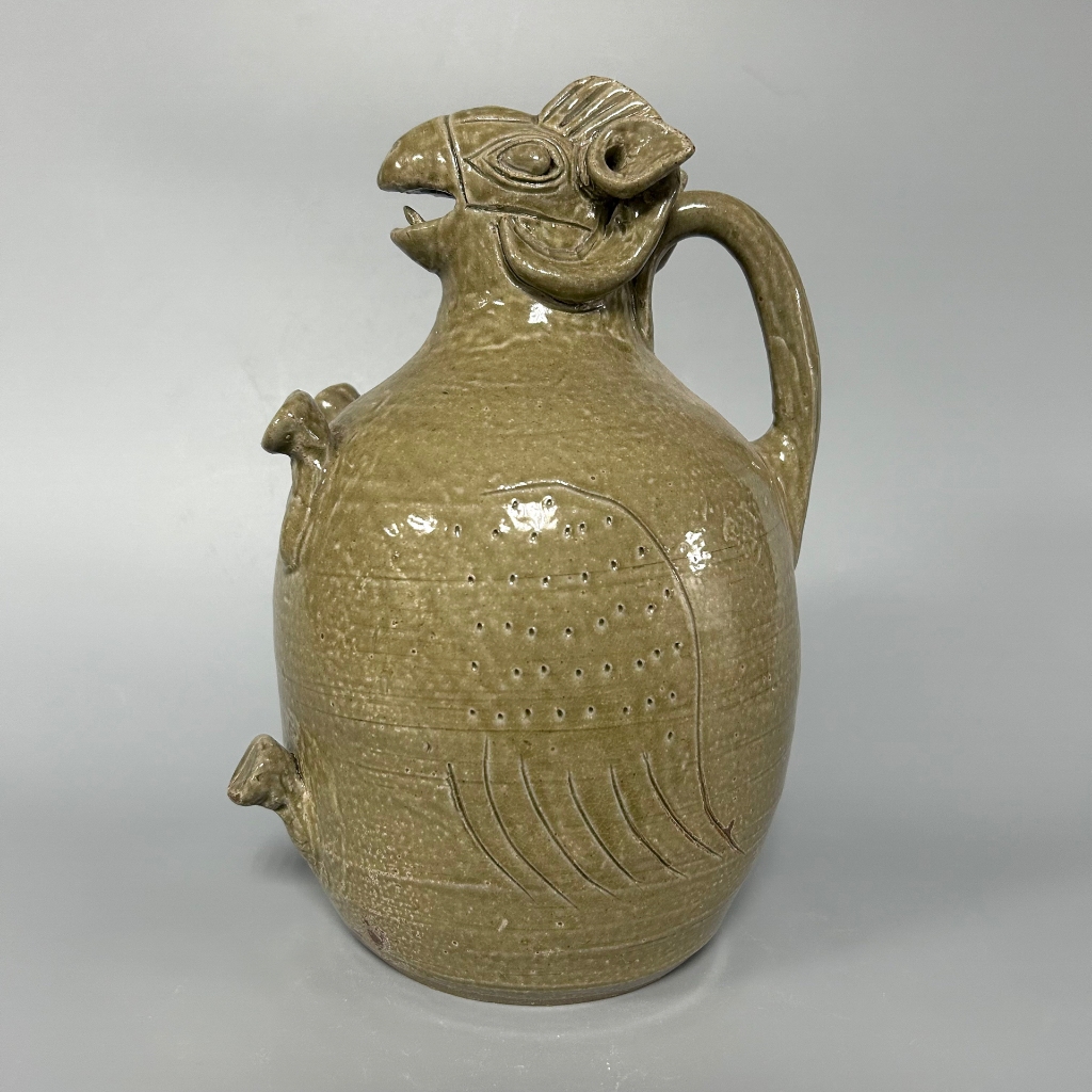 晉朝 青釉龍柄羊首壺 中國 陶器 藝術品 收藏 古玩
