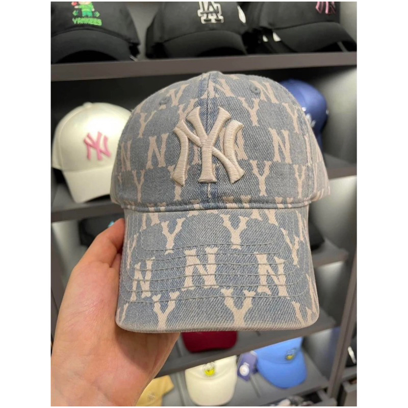 韓國全新正品 MLB滿版Logo藍色老花棒球帽🧢